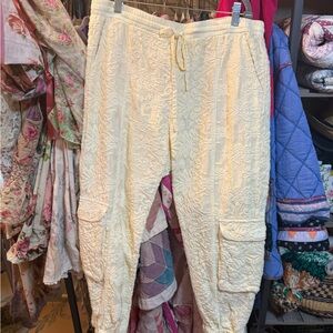 Johnny Was Ivory Embroidered Joggers